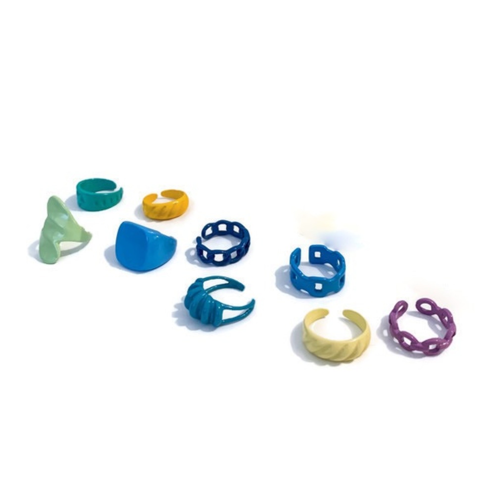 Stackable Retro Style Neon Enamel Rings